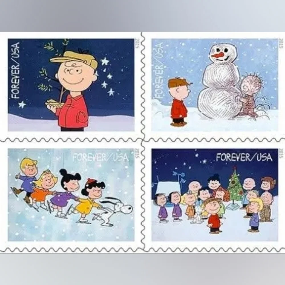 100 Unused Charlie Brown Christmas‎ RARE USPS Stamps Peanuts Postage Forever